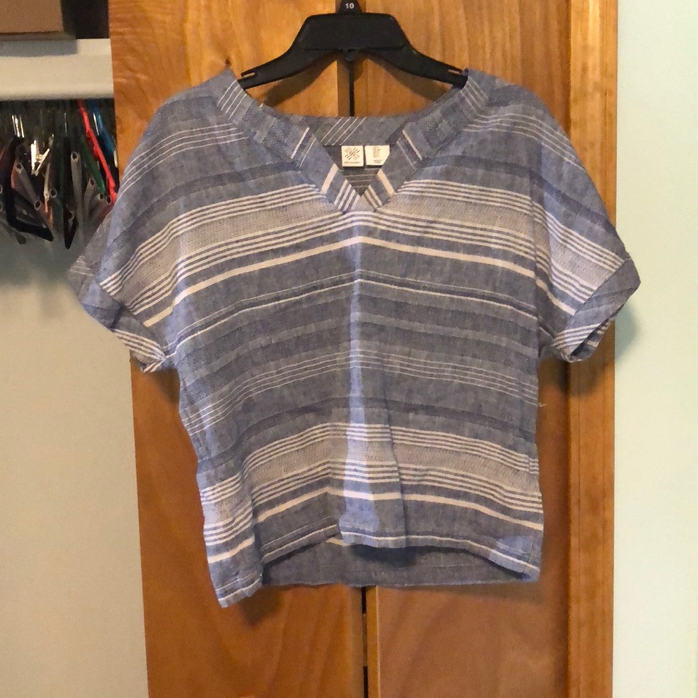Fashionable denim looking striped top